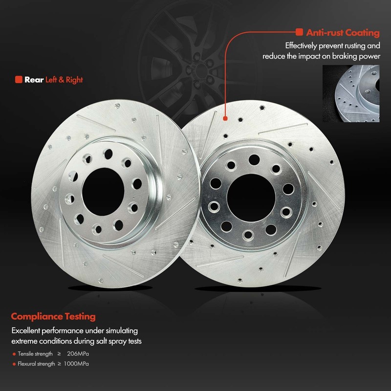 6x Rear Drilled Brake Rotors & Ceramic Brake Pads for Chrysler 200 Jeep Cherokee gallery