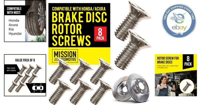 Versatile Brake Rotor Screws for Front and Rear Use - Pack of 8 Stainless Steel gallery