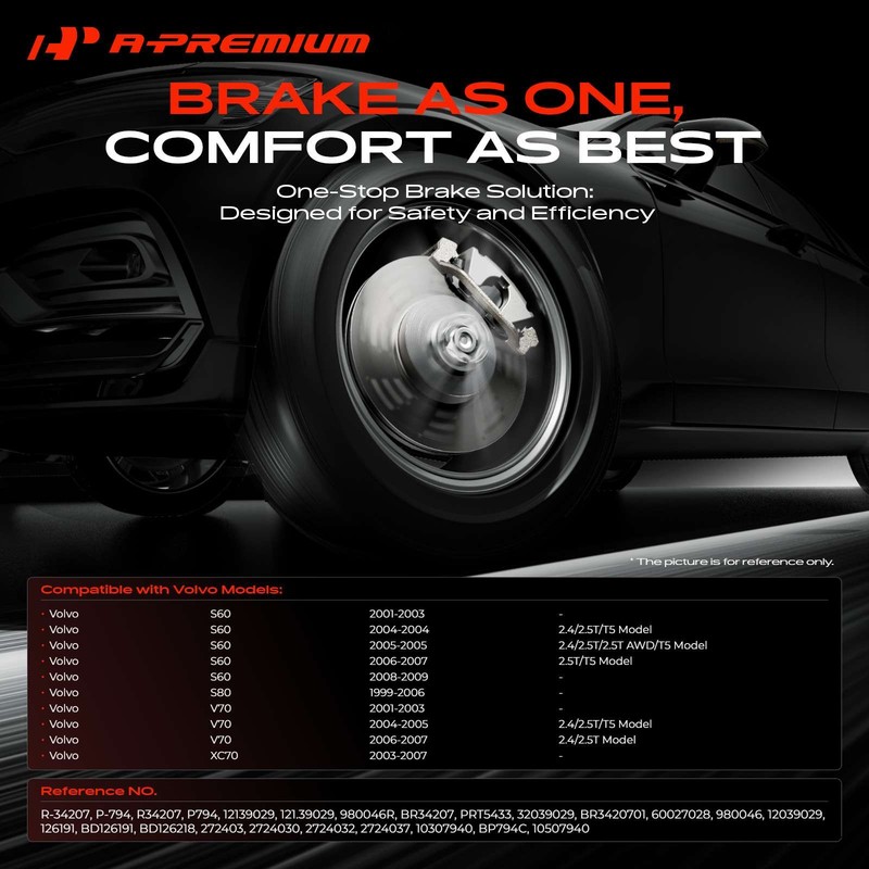 A-Premium Front Disc Brake Rotors & Ceramic Pads for Volvo S60 01-09 S80 XC70 gallery