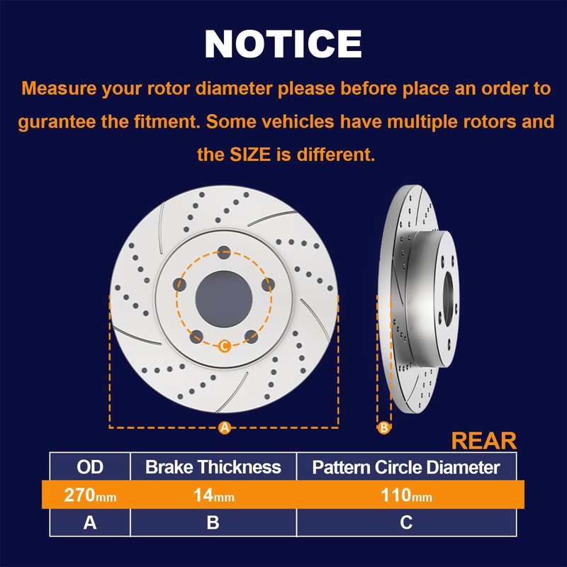 10.64Inches Rear Brake Discs Rotor Pad Fit Chevy Malibu Cobalt G5 G6 Saturn Aura gallery