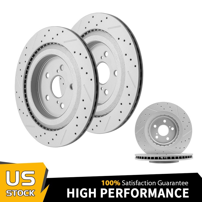 Front Rear Drilled Brake Rotors Set For 2020-2025 Toyota Highlander Lexus RX350