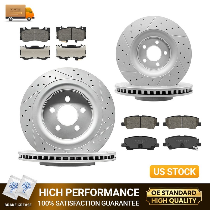 352mm Front 330mm Rear Drilled Rotor Ceramic Pads For 2019 Ford Mustang EcoBoost