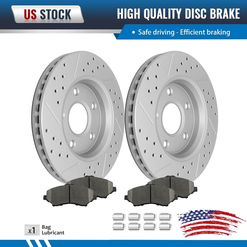 For Town & Country VW Routan Grand Caravan Front Disc Rotors Ceramic Brake Pads