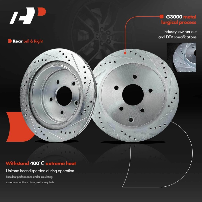 Drilled Rotors & Ceramic Brake Pad Front & Rear for INFINITI FX35 FX37 FX45 QX70 gallery