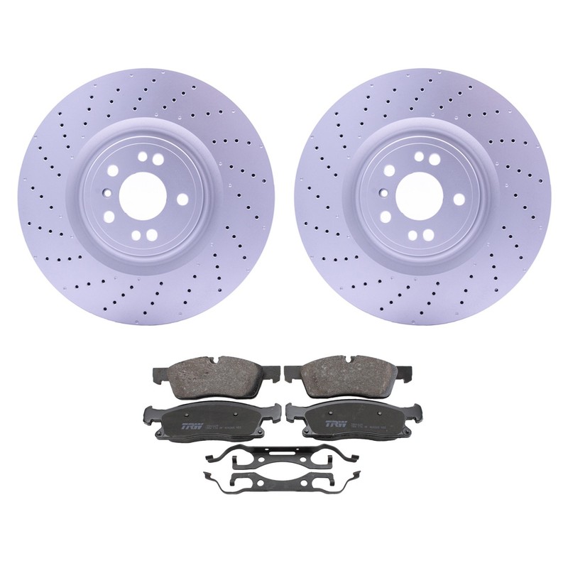 Hella Front Rotors TRW Pro Low-Met Disc Brake Pads Kit For X166 GL450 2014-2016