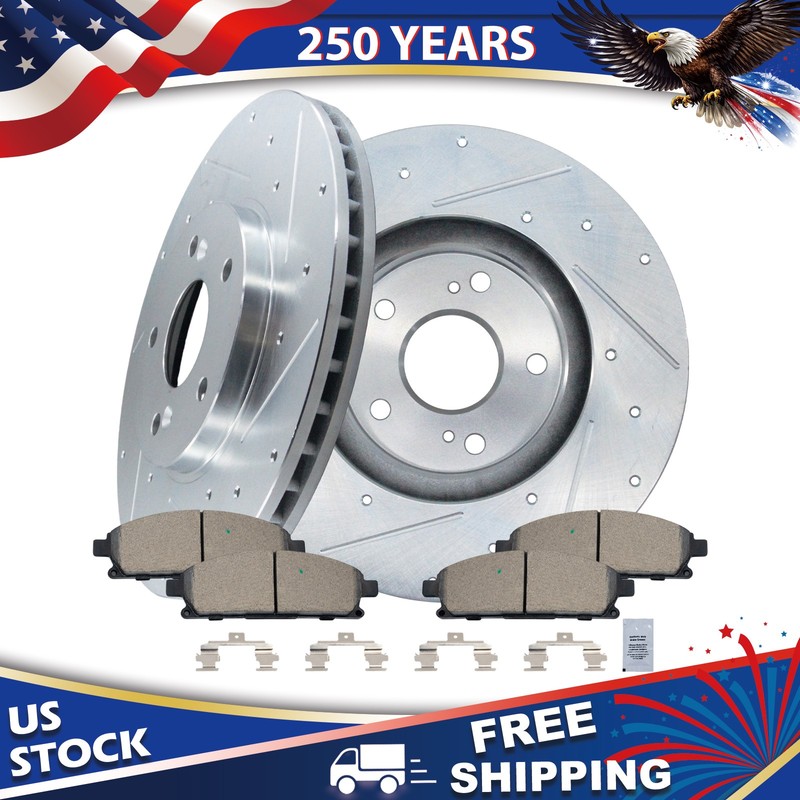 Front Drilled Disc Brake Rotors Ceramic Brake Pads for 2003-2006 Acura MDX 3.5L