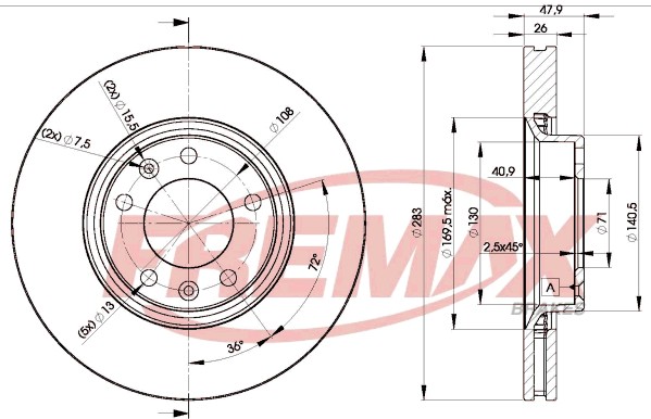 Remax BD-4660 Brake Disc for Citroen, Opel, Peugeot, Vauxhall