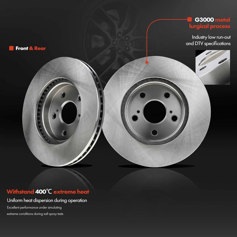 Front Disc Brake Rotor Pads & Rear Brake Drum Shoe for Toyota Sienna 2004-2010 gallery