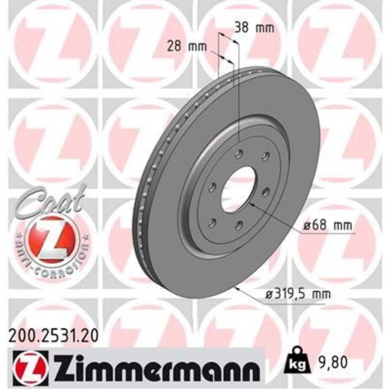 Zimmermann 2x front brake disc ø319.5 mm internally vented for Nissan NP300 gallery