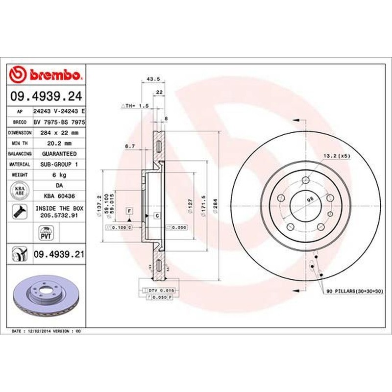 BREMBO UV Coated Vented Brake Discs Pair With Screws – 09.4939.21 – Quality
