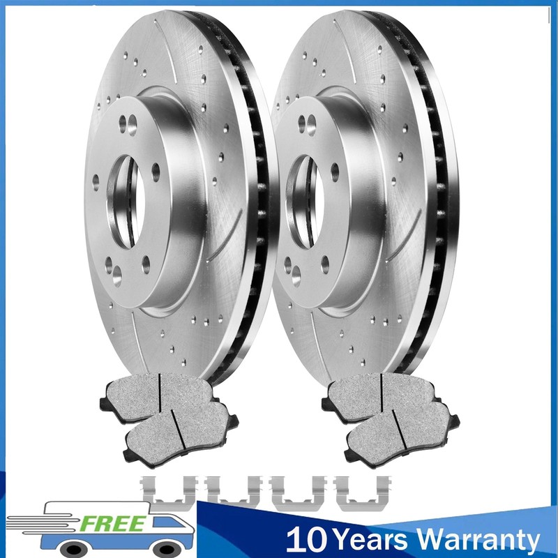 Front Slotted Rotors Ceramic Brake Pad for Hyundai Elantra GT Coupe Elantra