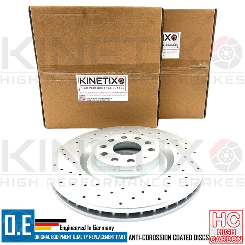 FOR VW GOLF R MK6 MK5 R32 CROSS DRILLED PERFORMANCE FRONT BRAKE DISCS PADS 345mm gallery