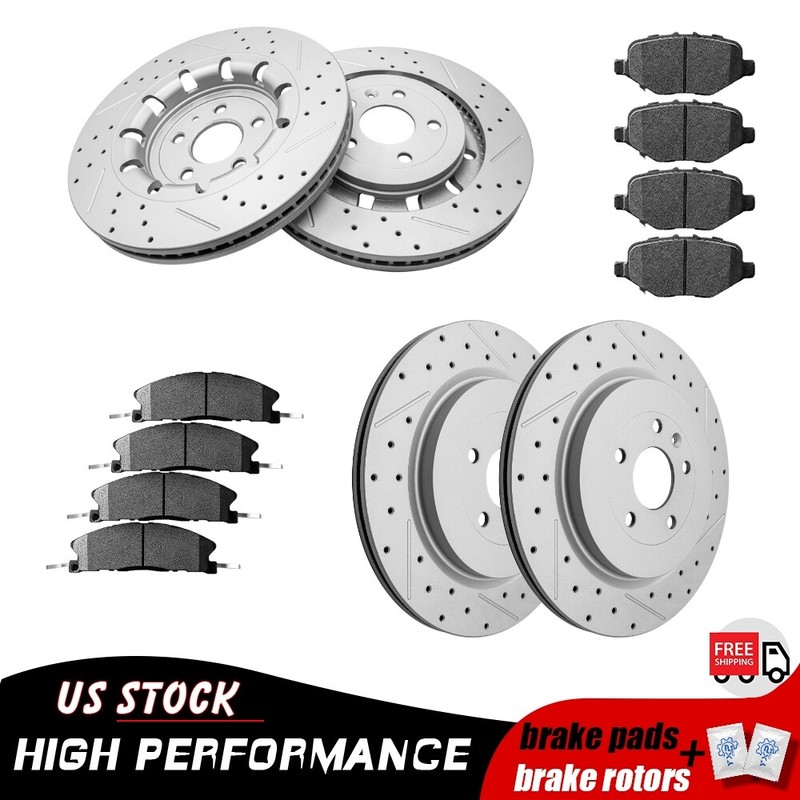 Front Rear Brake Rotors+Ceramic Pads for Ford Explorer Flex w/ Heavy Duty Brakes