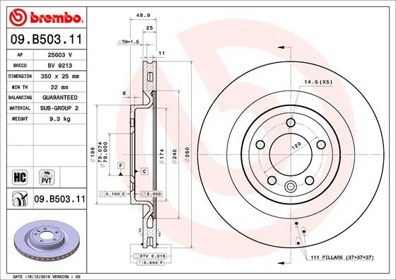 Brembo 09.B503.11 Brake Disc for Land Rover gallery