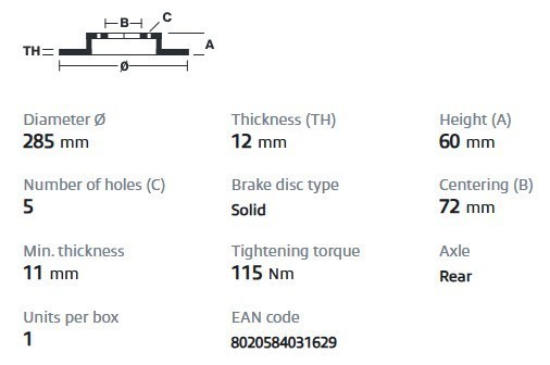 Brembo 08.A636.11 Prime UV Coated Solid Brake Rotors - Rear Pair gallery