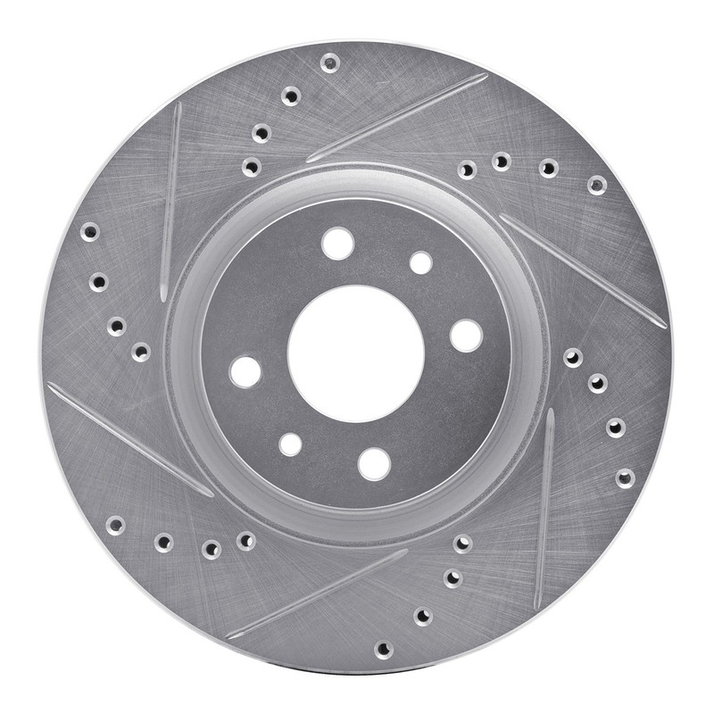 R1 631-07004L Drilled & Slotted Front Left Brake Rotor for 2012-2019 Fiat 500