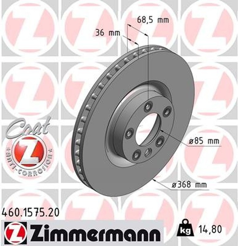 Zimmermann 460.1575.20 Standard Coat Z Disc Brake Rotor