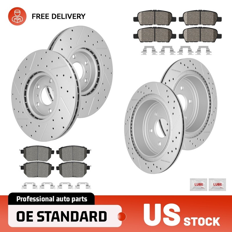 Front Rear Drilled Brake Rotors & Ceramic Pads Set for Nissan Murano 2005-2012
