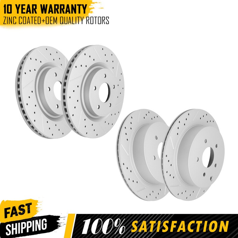 4PC Front + Rear Drilled Brake Rotors For Nissan Pathfinder Murano Infiniti QX60