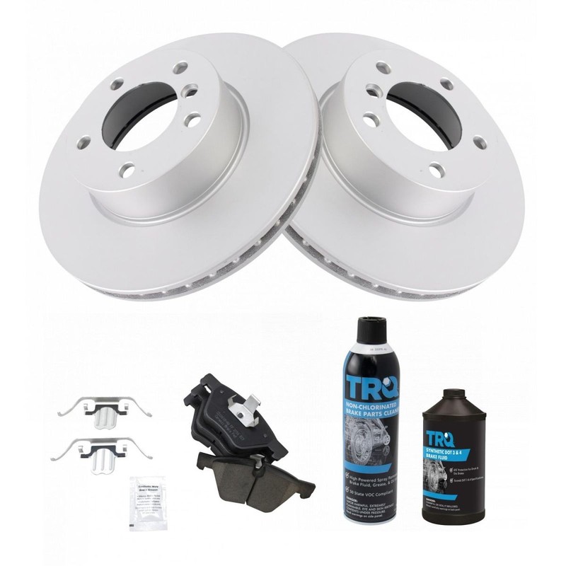 Front Premium Ceramic Brake Pad & Coated Rotor Kit w/Chemicals for BMW 128i