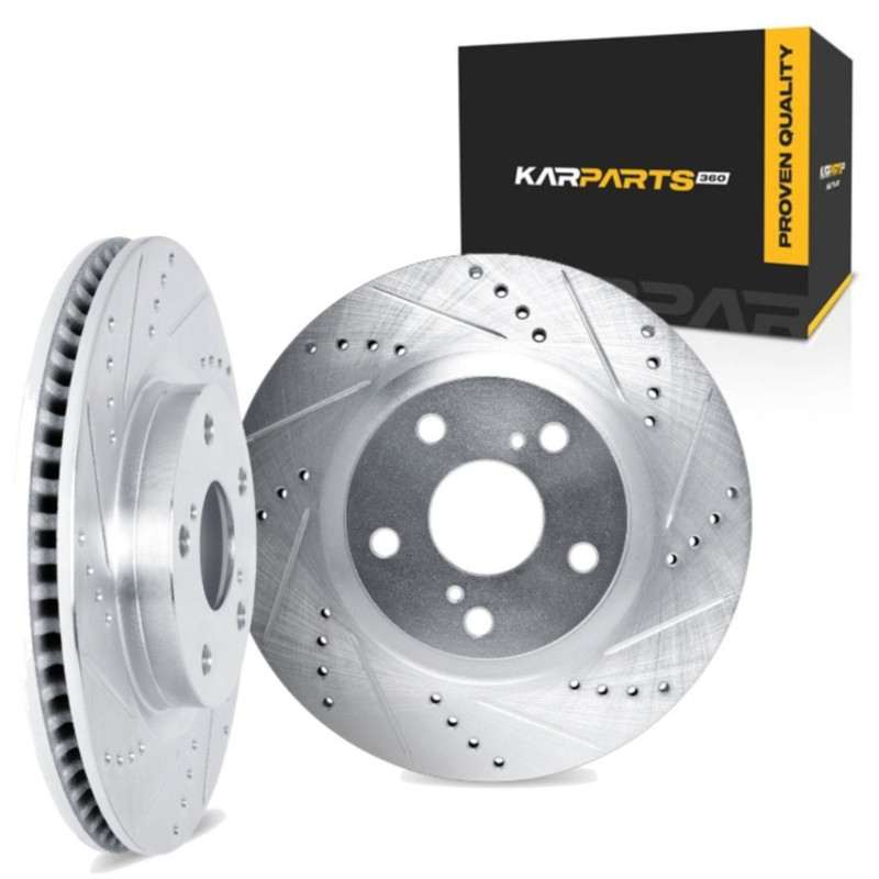 For Jaguar XF 2016-2024 Brake Rotor Set Front | Cast Iron | Drilled and Slotted