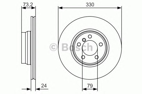 Bosch Brake Disc Single LHD Front 330mm 79mm 24mm 0986479A06