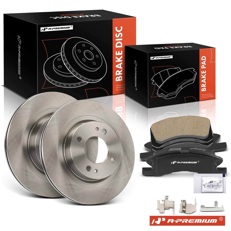 A-Premium 6Pcs Disc Brake Rotor & Brake Pad Front for Mitsubishi Mirage 17-22