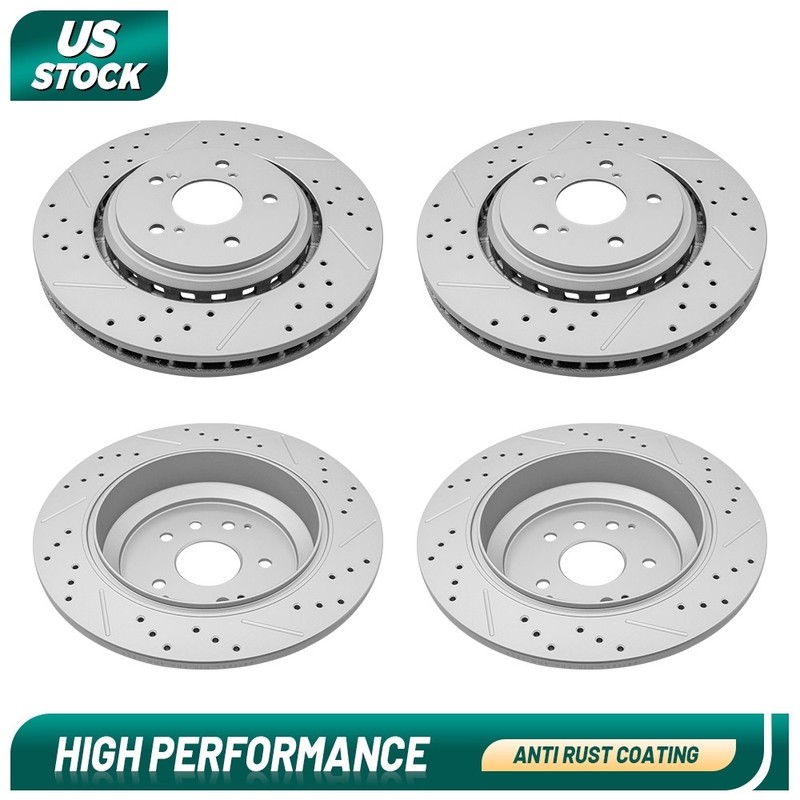 For Acura Mdx 2014 – 2016 Front & Rear Drilled Slotted Disc Brake Rotors Set