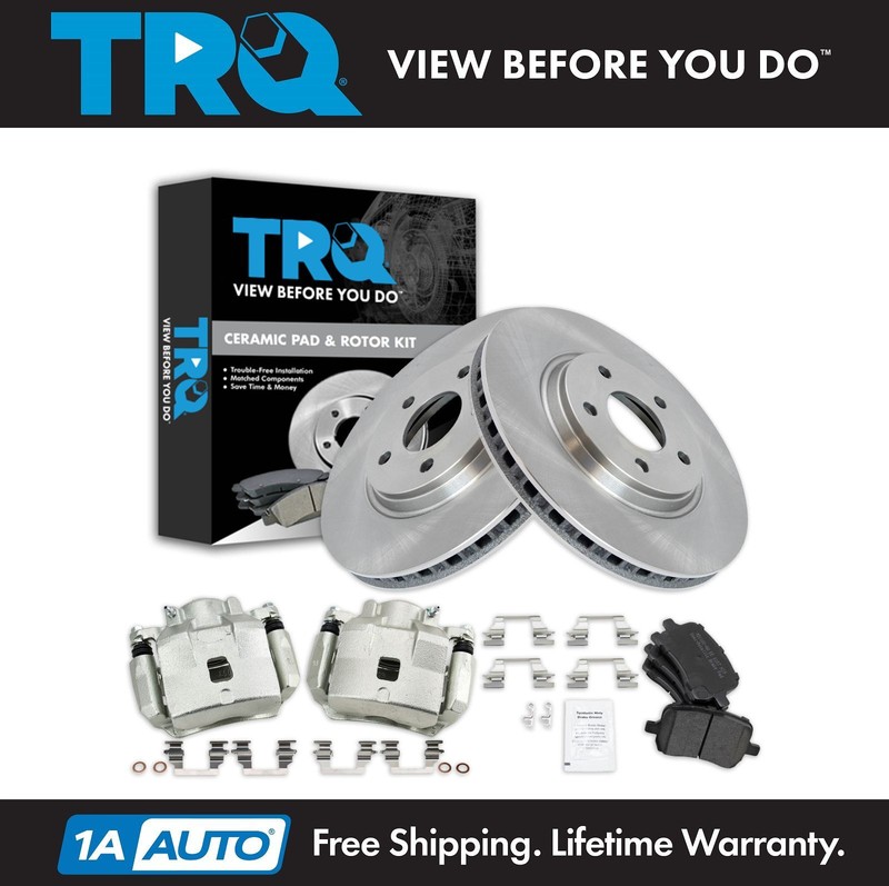 TRQ Front Brake Calipers Pads Rotors for 05-07 Cobalt 08-10 HHR 07-08 G5 05 Ion