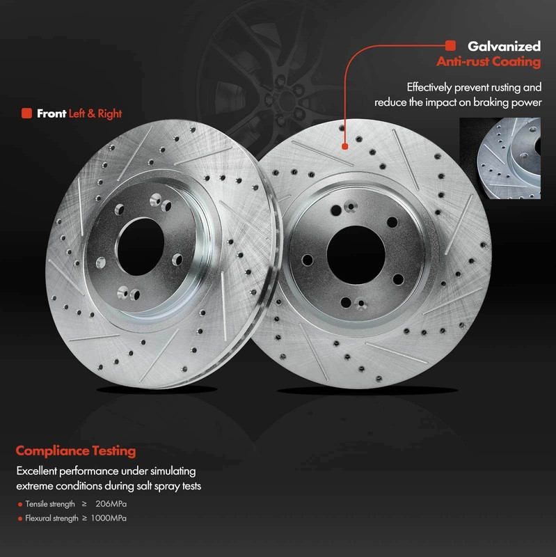 Front Drilled Brake Rotors & Ceramic Brake Pads for Hyundai Santa Fe 2013-2016 gallery