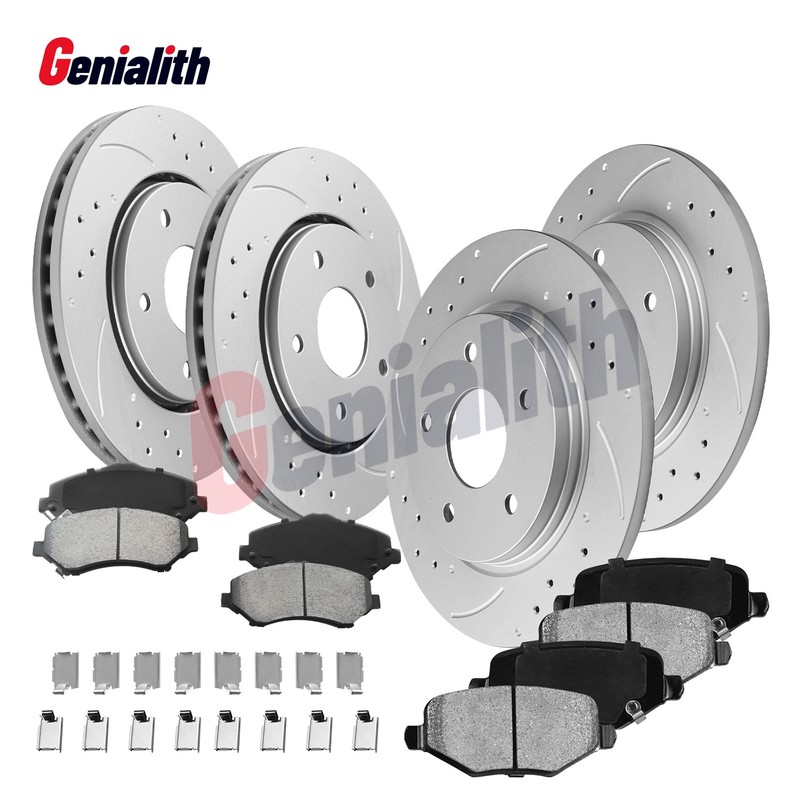 Front & Rear Disc Brake Rotors & Ceramic Brake Pads for Dodge Grand Caravan Ram