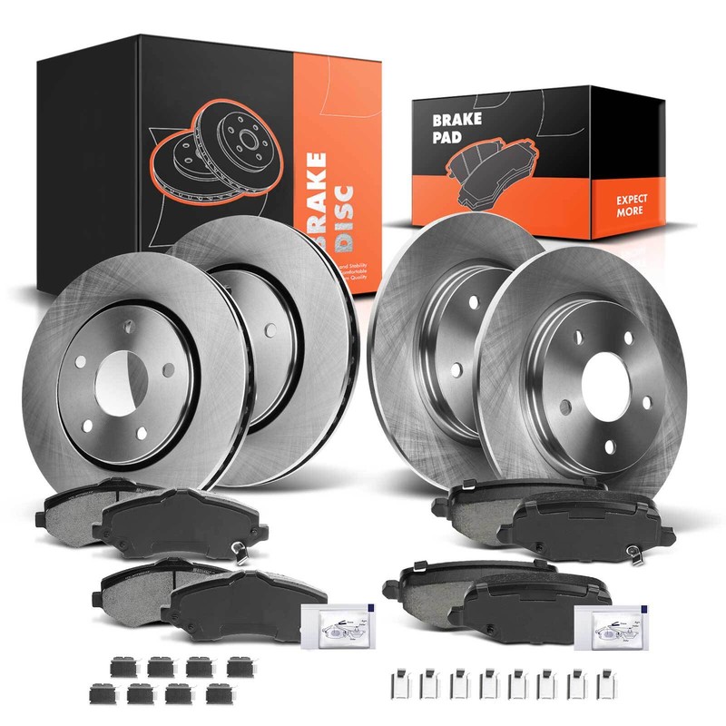 Front & Rear Disc Brake Rotors & Ceramic Brake Pads for Dodge Grand Caravan Ram