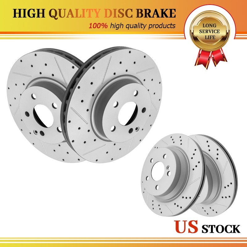 Front Rear Drilled Brake Rotors for 2006-2012 2013 2014 2015 Mercedes-Benz E350