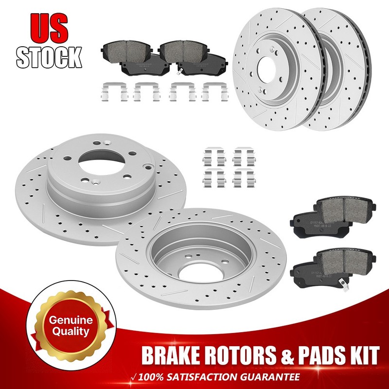 Front & Rear Brake Rotors Pad For 2014-2016 Kia Cadenza 2016 2017 Hyundai Tucson