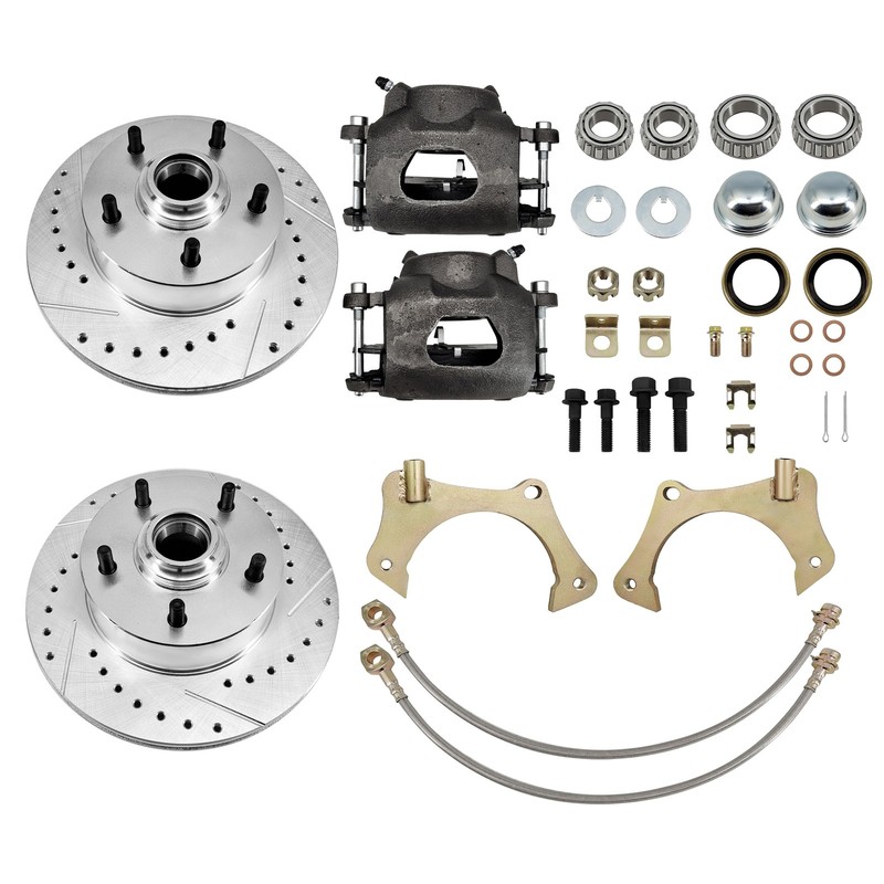 Drilled/Slotted Complete 11 In Front Disc Brake Kit For Mustang II Pinto Bobcat gallery
