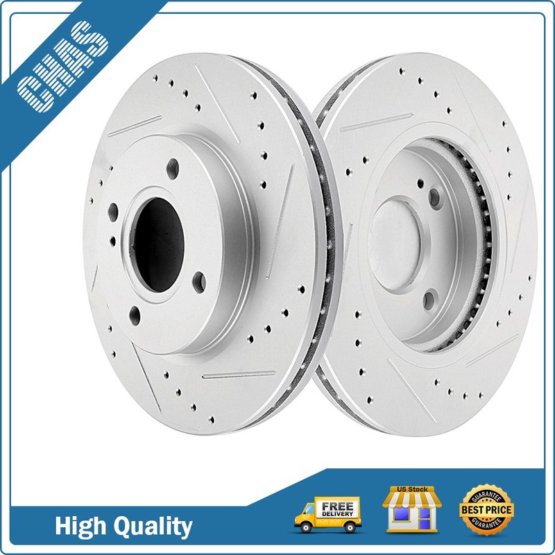 Front Drilled And Slotted Brake Rotors Fits 2011-2019 Ford Fiesta SE S SEL SES