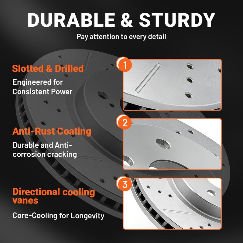 Front Rear Drilled Brake Rotors for GMC Acadia Buick Enclave Chevy Blazer OPTIQ gallery