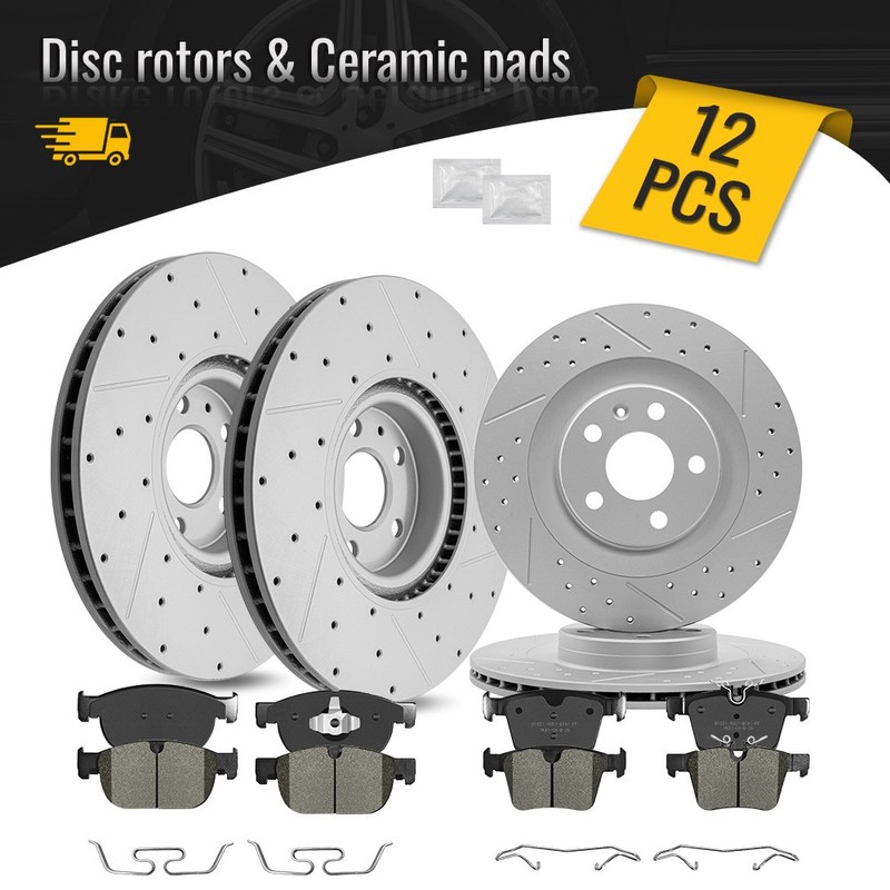 Front Rear Brake Rotors And Ceramic Pads for Volvo S60 S90 V60 V90 XC60 XC90