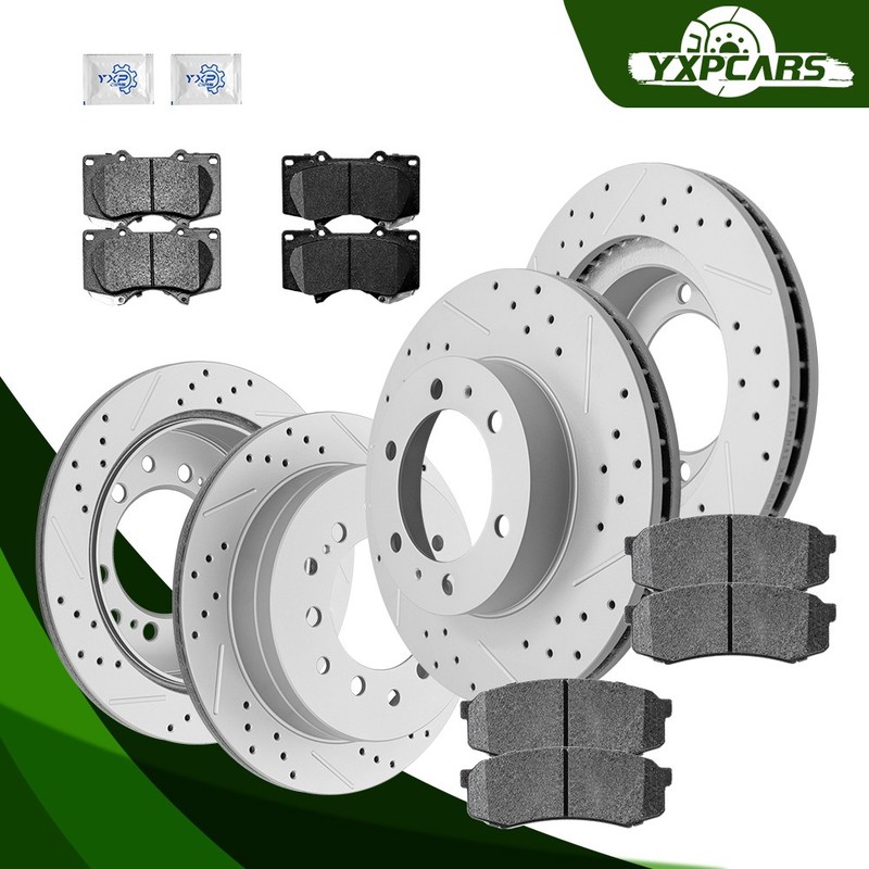 Front Rear Disc Rotors Ceramic Brake Pads Kit for Toyota 4Runner FJ Cruiser