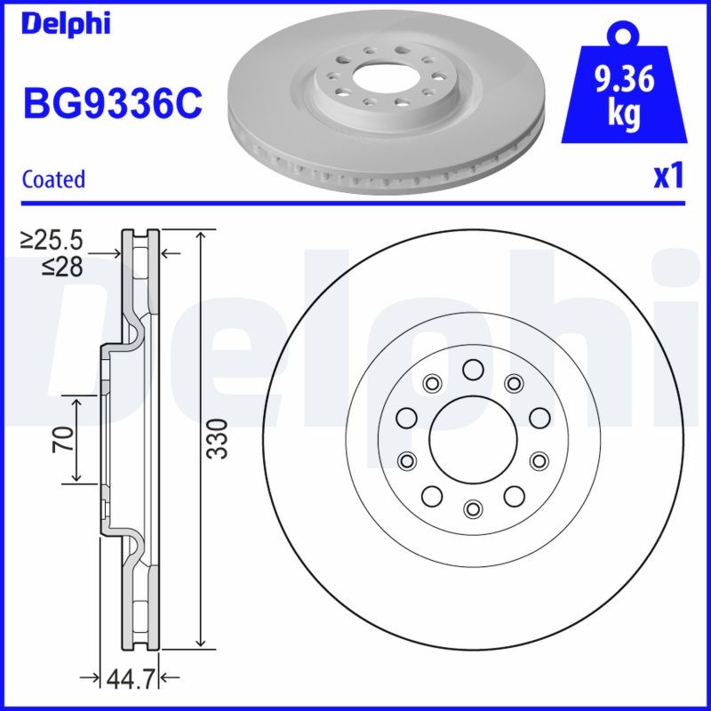 Delphi BG9336C Brake Disc for Alfa Romeo