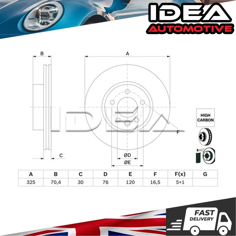 Brake Disc Front Idea Fits VW Crafter 2016-2024 2.0 TDi 2N0615301B