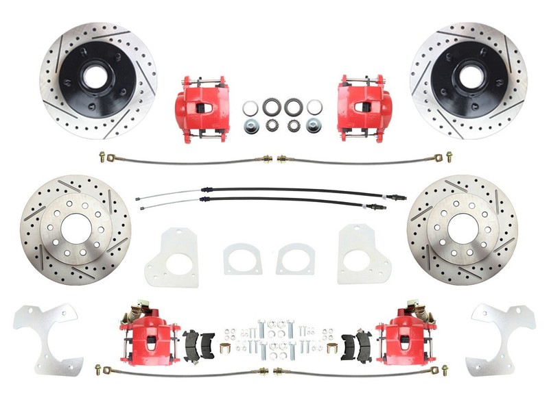 1982-92 Chevy S-10 Front & Rear Brake Package, RED PC Calipers, D/S Rotors