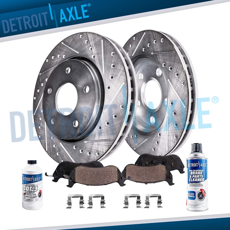Front Drilled Brake Rotor Ceramic Pad for 2011 2012 2013-2017 Chevrolet Caprice