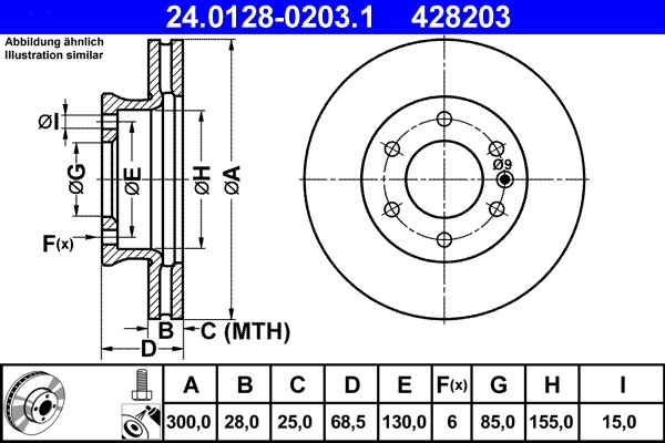 ATE 24.0128-0203.1 Brake Disc for Mercedes-Benz, VW gallery