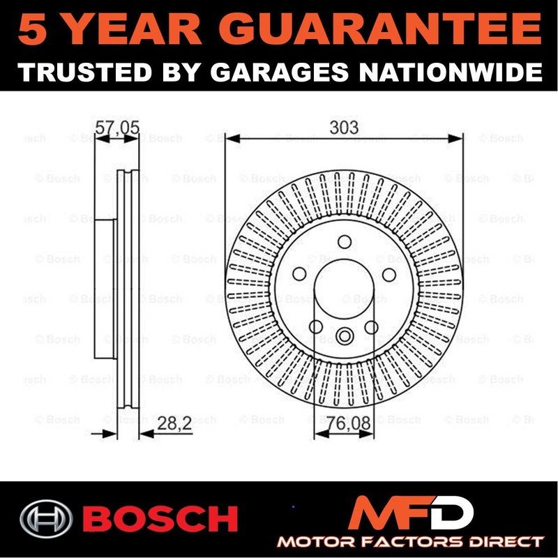 Brake Disc Front Bosch Fits VW Amarok 2010-2022 2.0 TDi 3.0 + Other Models