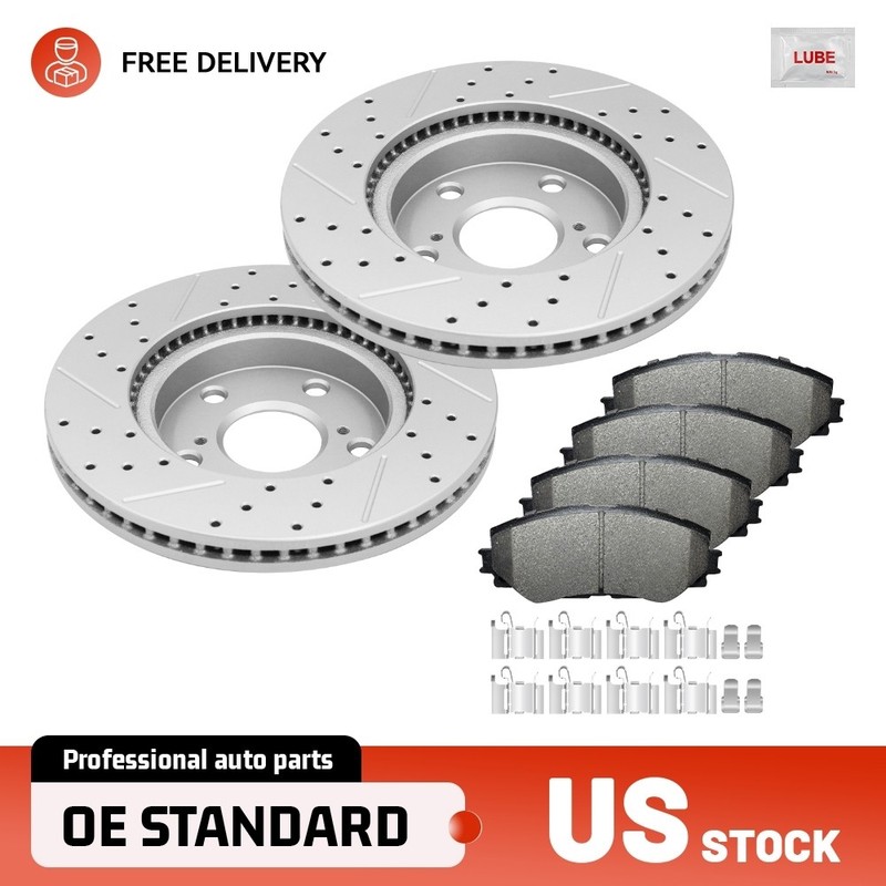 10.83″ Front Drilled Brake Rotors Ceramic Pads for Toyota RAV4 Prius V HS250H xB