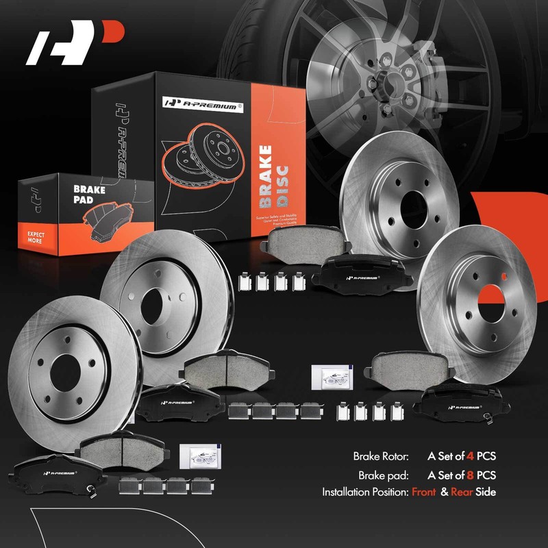 A-Premium Front & Rear Disc Brake Rotors & Pads for Dodge Grand Caravan 12-16 gallery
