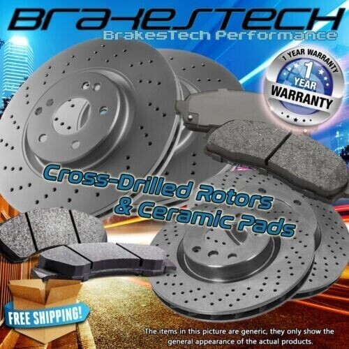 Front+Rear 4 Cross Drilled Rotors & 8 Ceramic Pads for 2010 BMW 535i xDrive E60