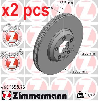 X2 PCS L&R SIDES FITS PORSCHE CAYENNE 3.2 BRAKE DISC 460.1558.75 ZIMMERMANN