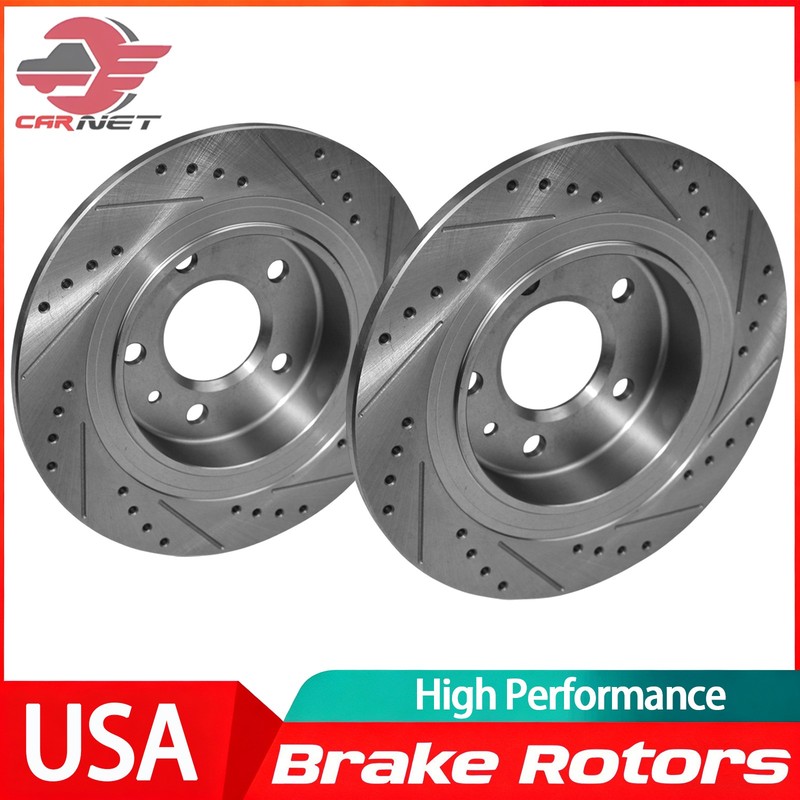 2x Rear Drilled Brake Rotors for Buick Envision Chevy Equinox Malibu GMC Terrain